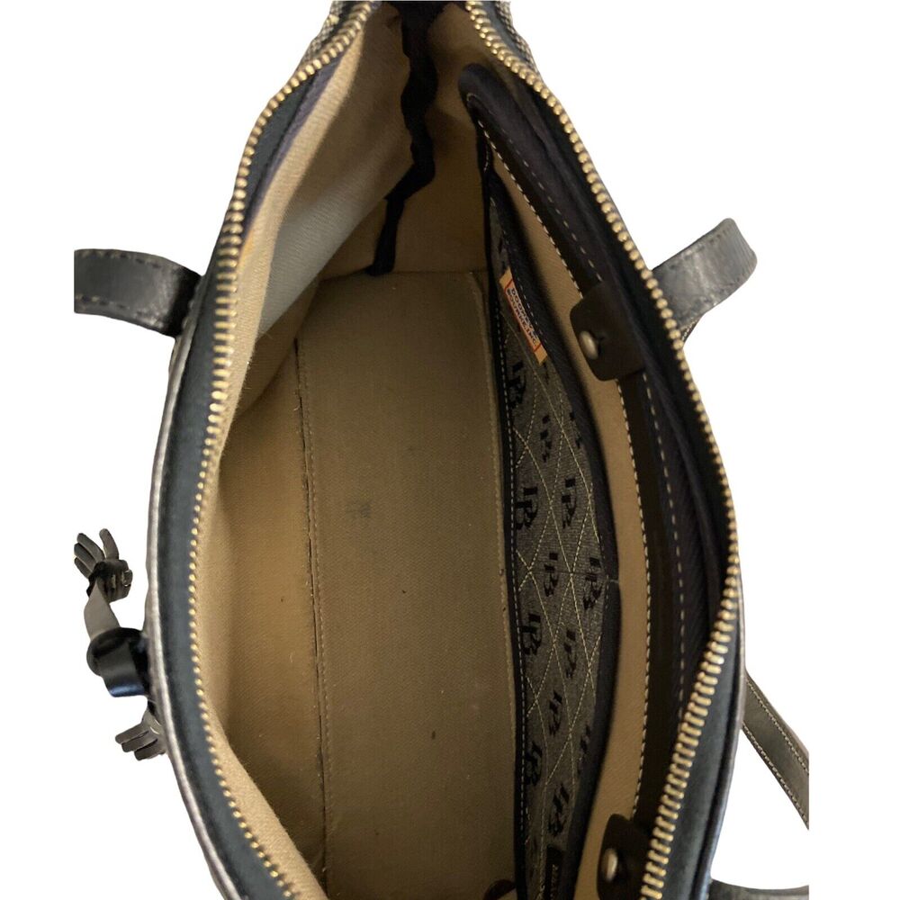 Vintage Dooney Bourke Black Monogram Authentic Canvas Leather Bag Tote Y2K - Picture 7 of 10